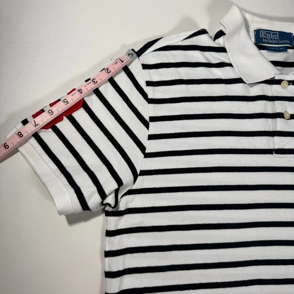 Polo Ralph Lauren Big Pony Striped Polo Shirt Youth/Boys XL White Navy Blue Red‎